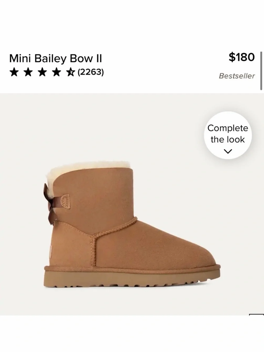 UGG Mini Bailey Bow II Chestnut Sheepskin Boots Women’s Size 8